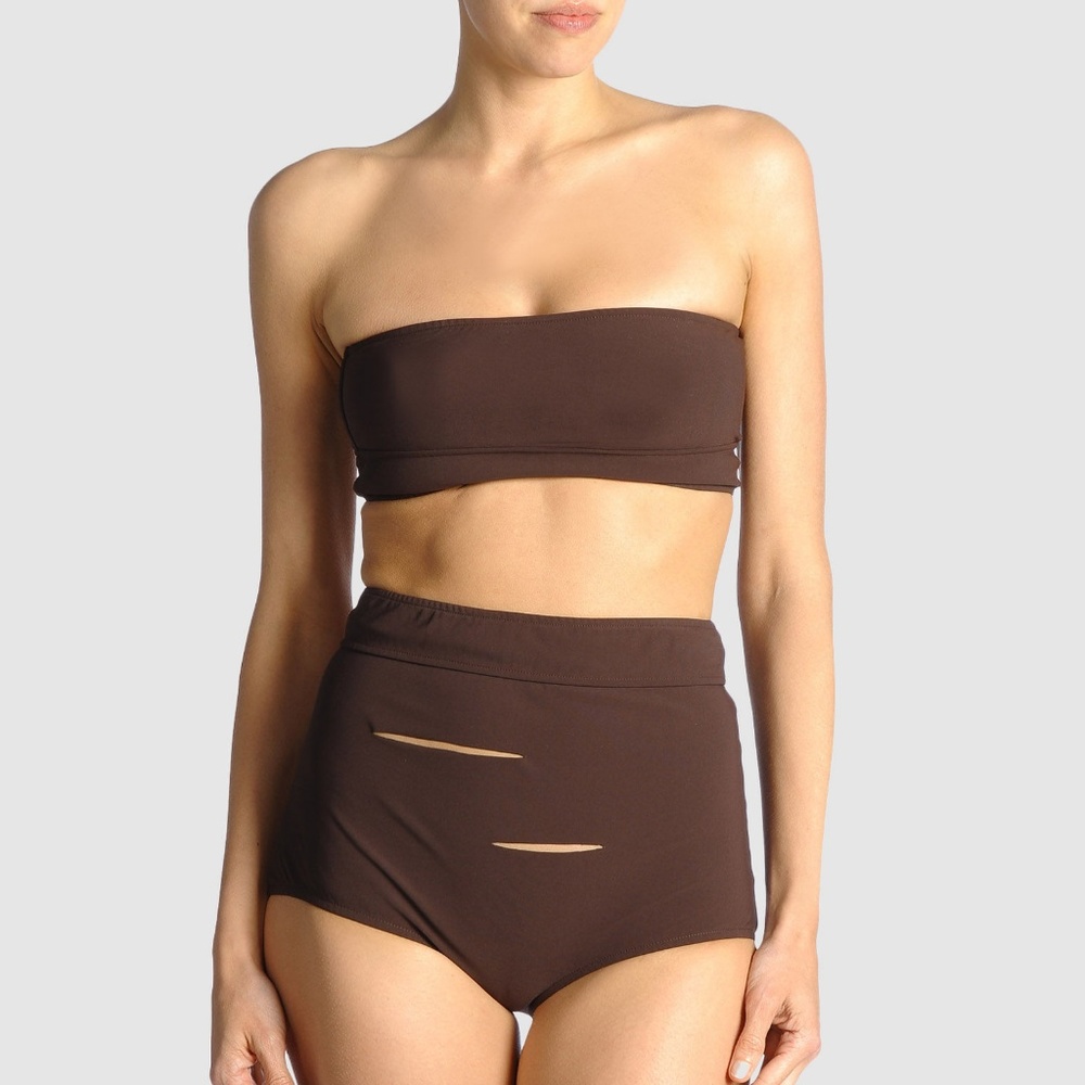 Tomas Maier Brown Cut-Out High Rise Bikini XS 36